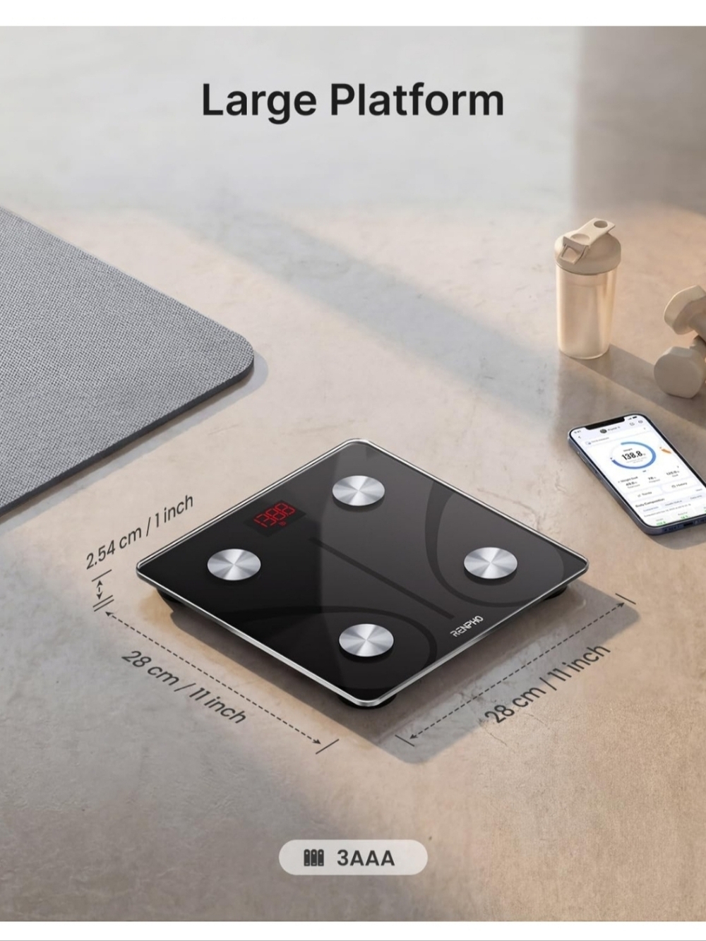 RENPHO Glass Body Composition Scale Elis 1, Track Metrics Thru App, Black NEW - Picture 14 of 16